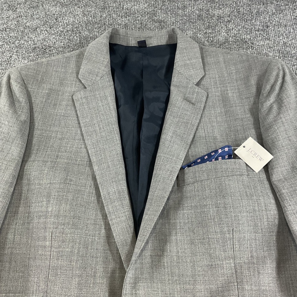 J.Crew Thompson Voyager Sport Coat Blazer 40R 100% Wool Gray Mens Suit Jacket - Picture 7 of 15